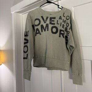 Maeve by Anthropologie Graphic Sweatshirt – LOVE/AMORE Print (Size Large)